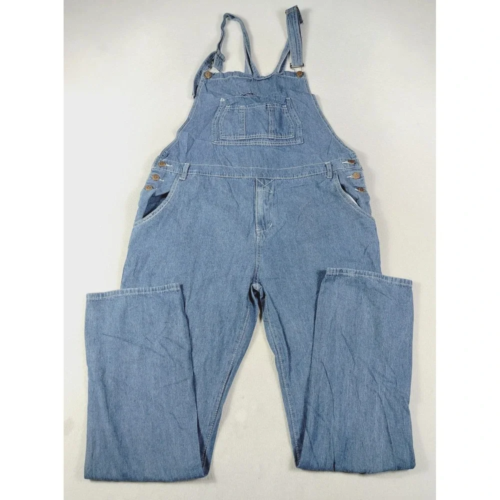 Denim Bibs Overalls Men 40 Blue Bib Adjustable Straps Pockets Stretch Adjustable